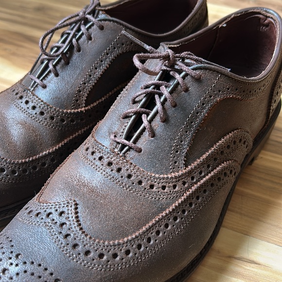 Allen Edmonds McTavish Brown Waxed Suede Oxfords 11D Worn Once - Picture 2 of 9